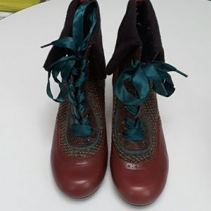 Multi color boots mixed media- tweed, faux suede